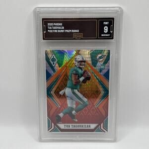 2020 PANINI PHOENIX TUA TAGOVAILOA ROOKIE/RC #102 *FIRE BURST PRIZM* GRADED 9